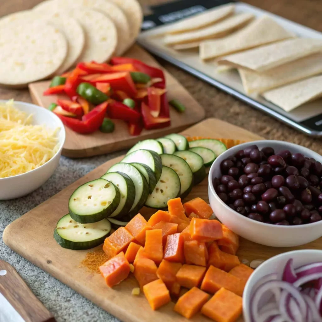 ingredients for loaded vegetable quesadillas