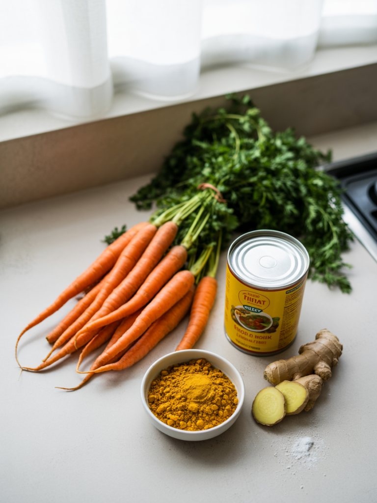 ingredients for Instant Pot Curried Carrot Soup