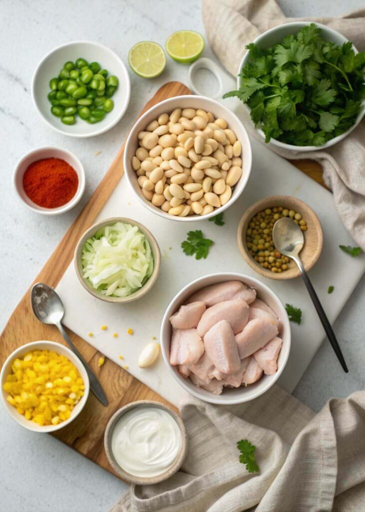 Ingredients for White Bean & Chicken Chili with Fresh Cilantro