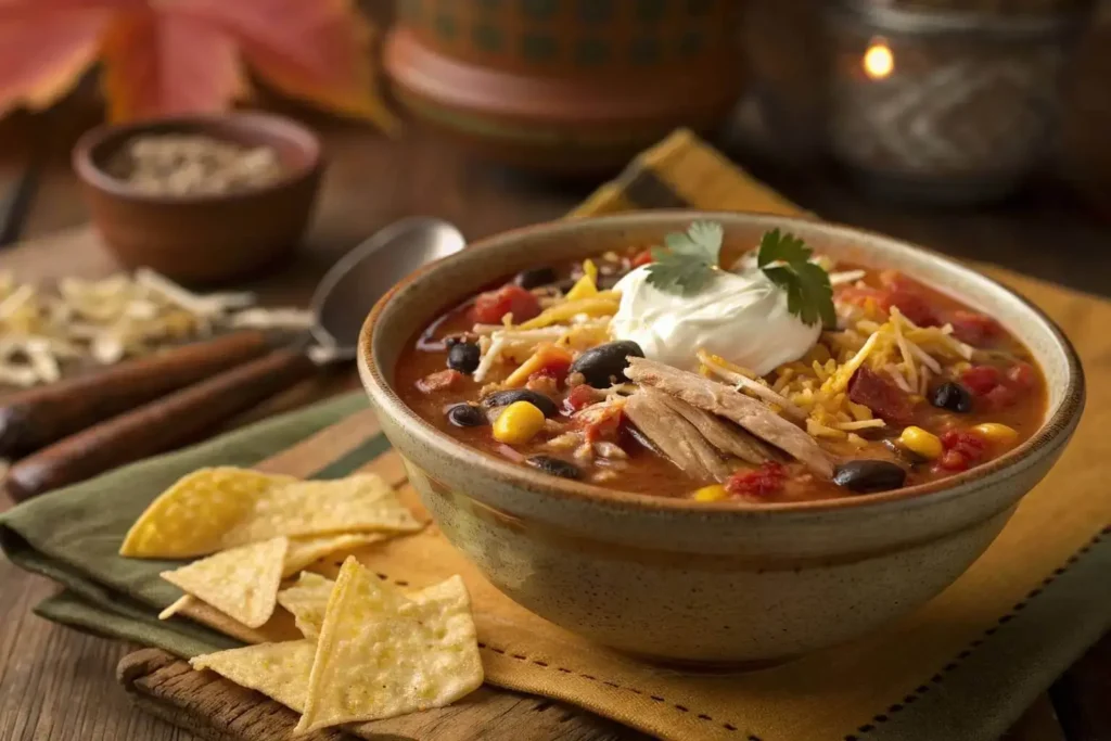 chicken taco soup with corn and beans