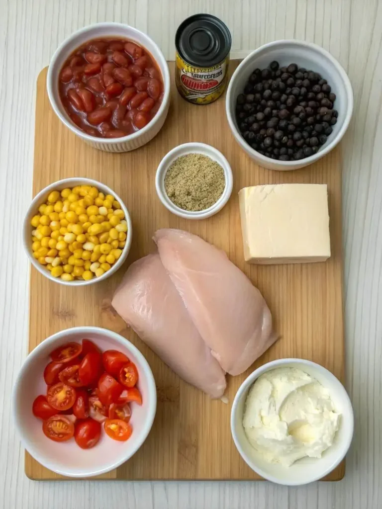 ngredients for slow cooker cream cheese chicken chili 