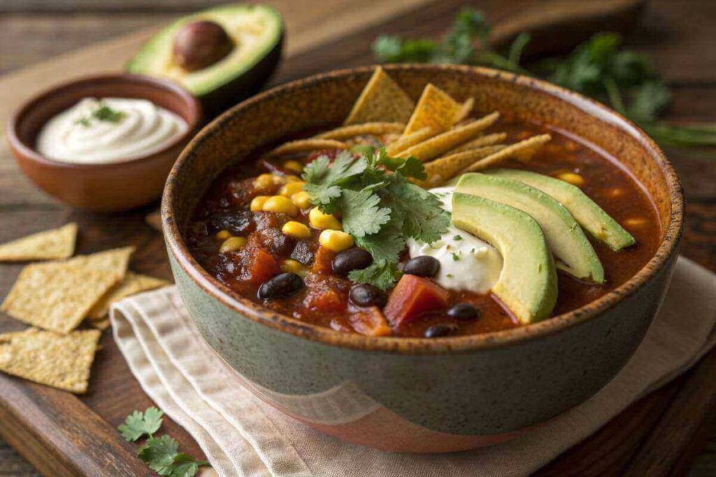 Vegetarian Taco Soup with Corn and Beans