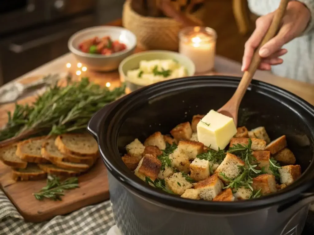 How to make crockpot stuffing step by step