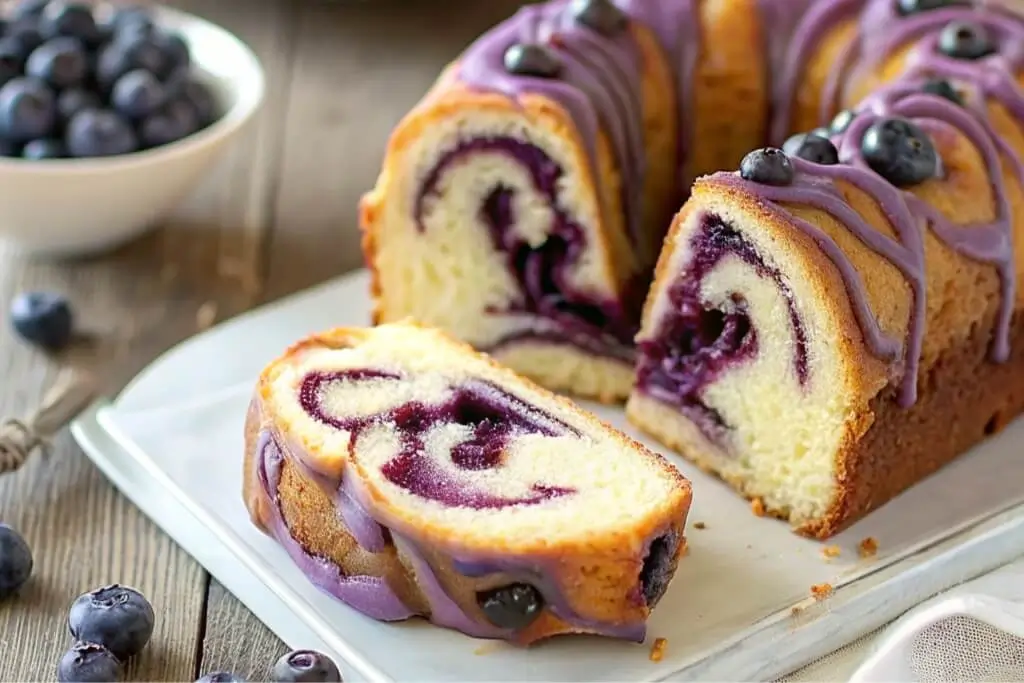 Blueberry Cream Cheese Swirl Pound Cake