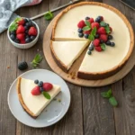 whole cheesecake with one slice missing
