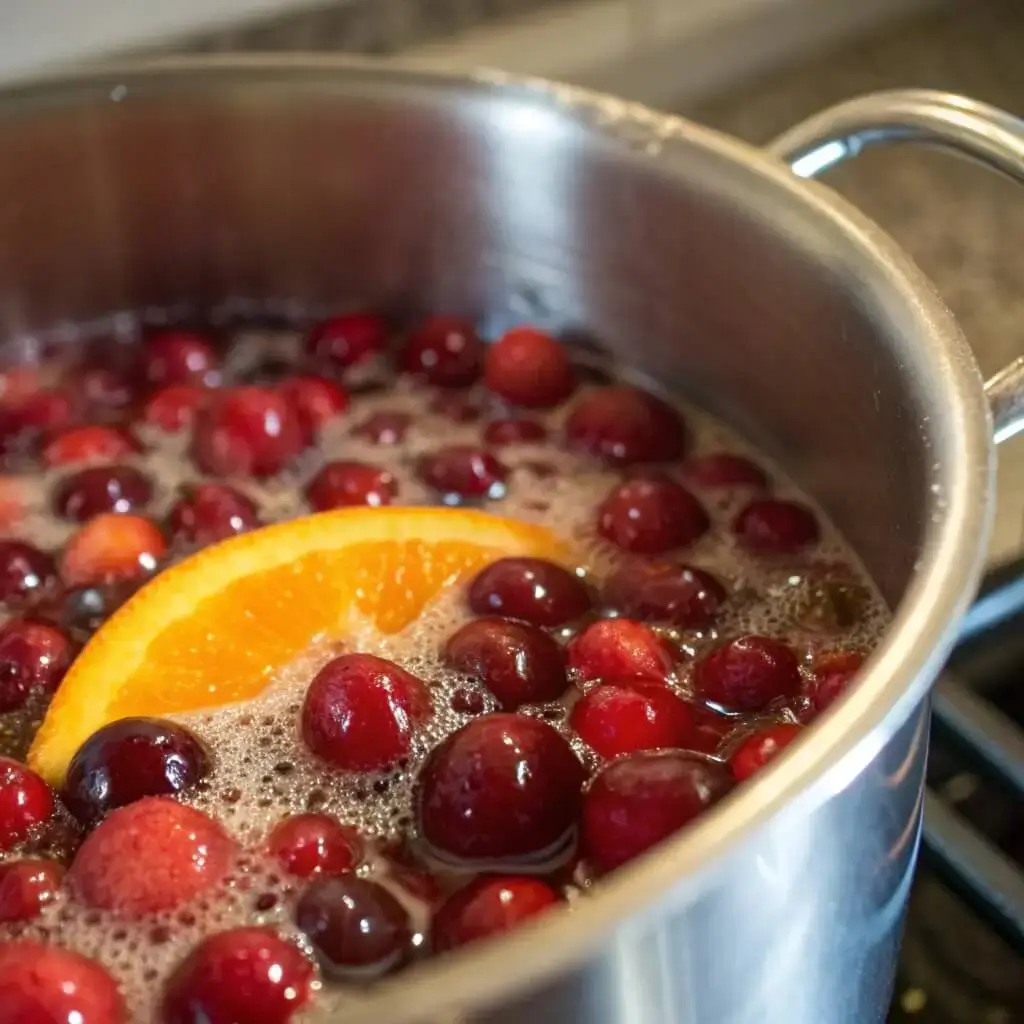 cranberries simmering with orange zest