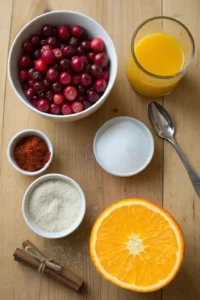 Ingredients for cranberry sauce recipe