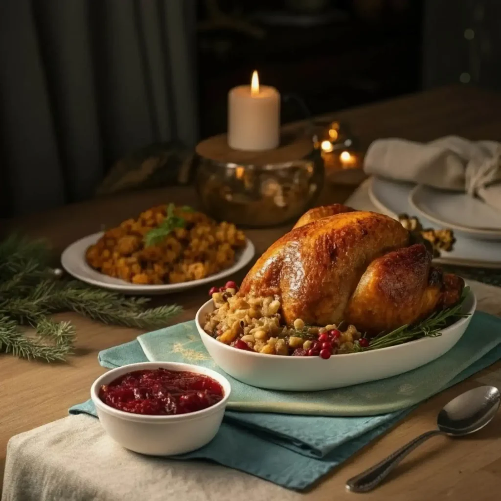 cranberry sauce served with turkey dinner