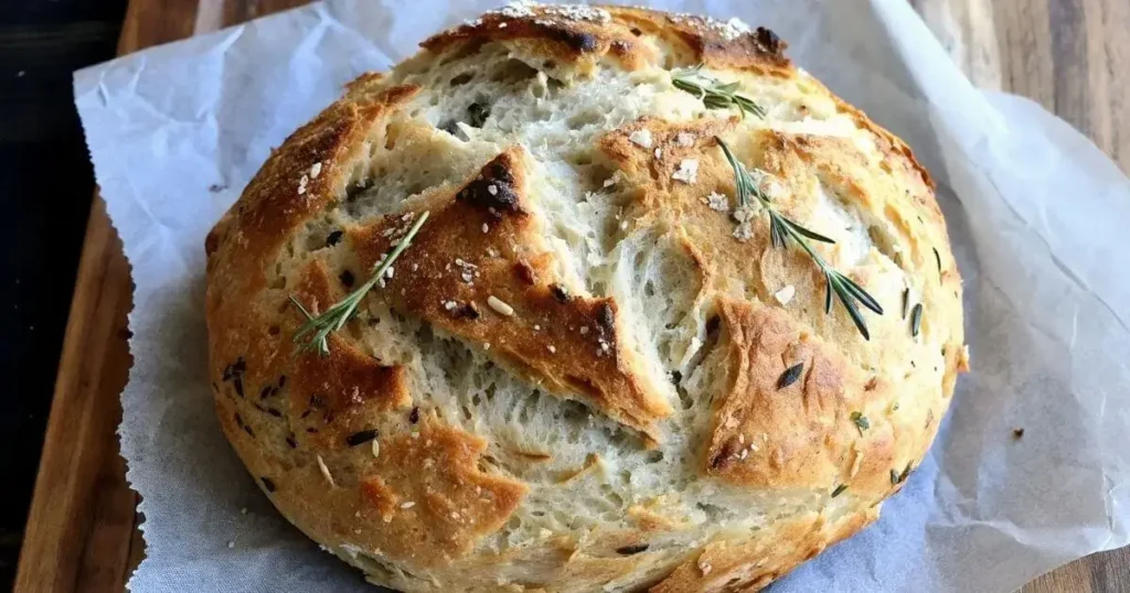 Garlic Herb Braided Bread loaf freshly baked