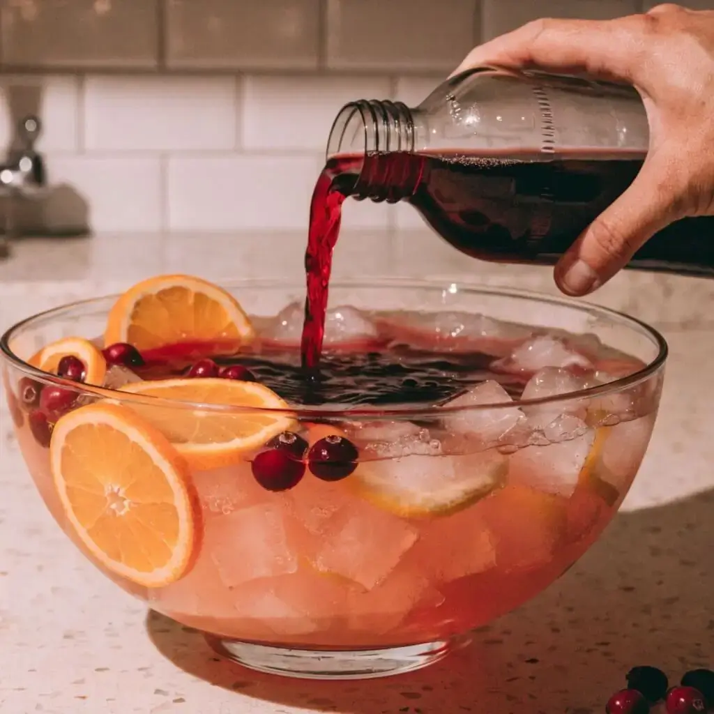 making holiday punch recipe step one
