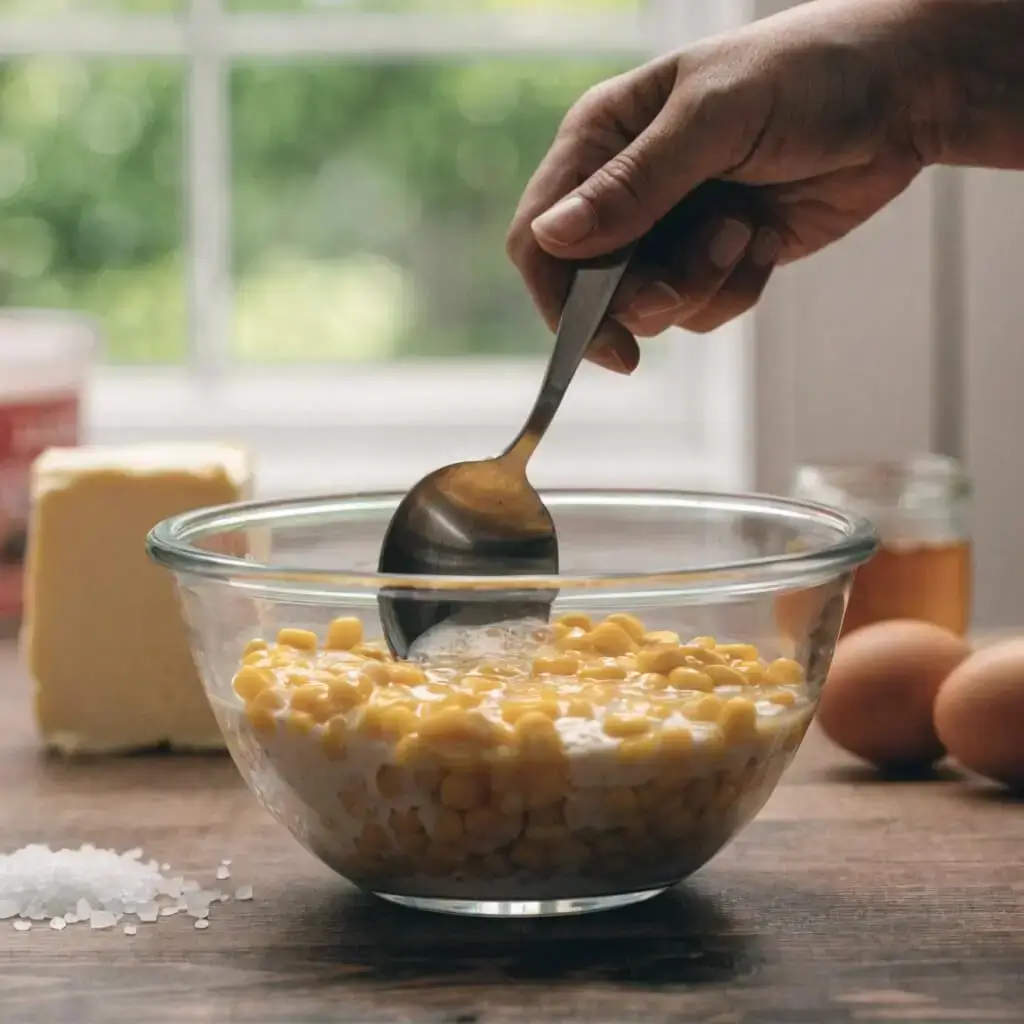 Mixing Batter for Baked Corn Casserole