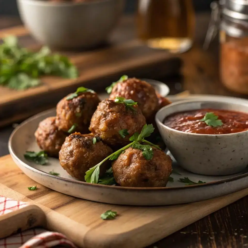 serving sausage balls appetizer