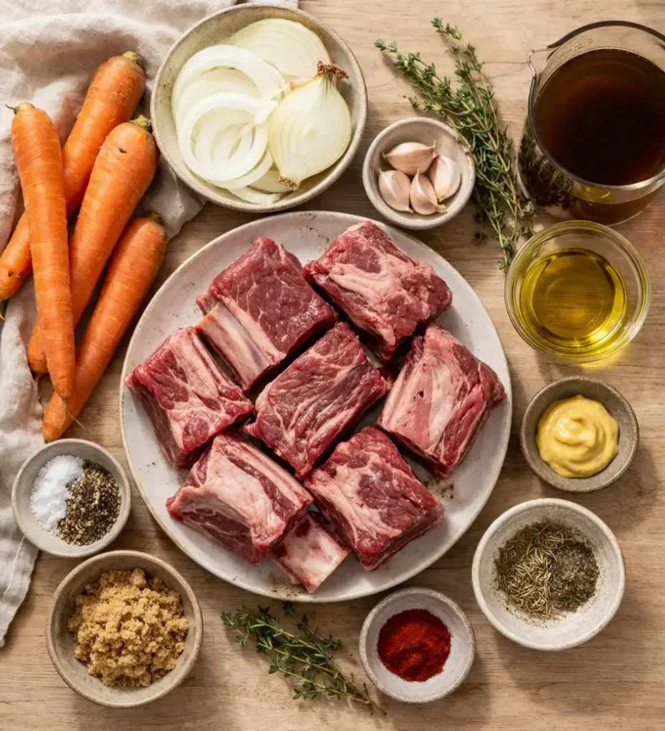 Slow Cooker Short Ribs ingredients prepared for cooking