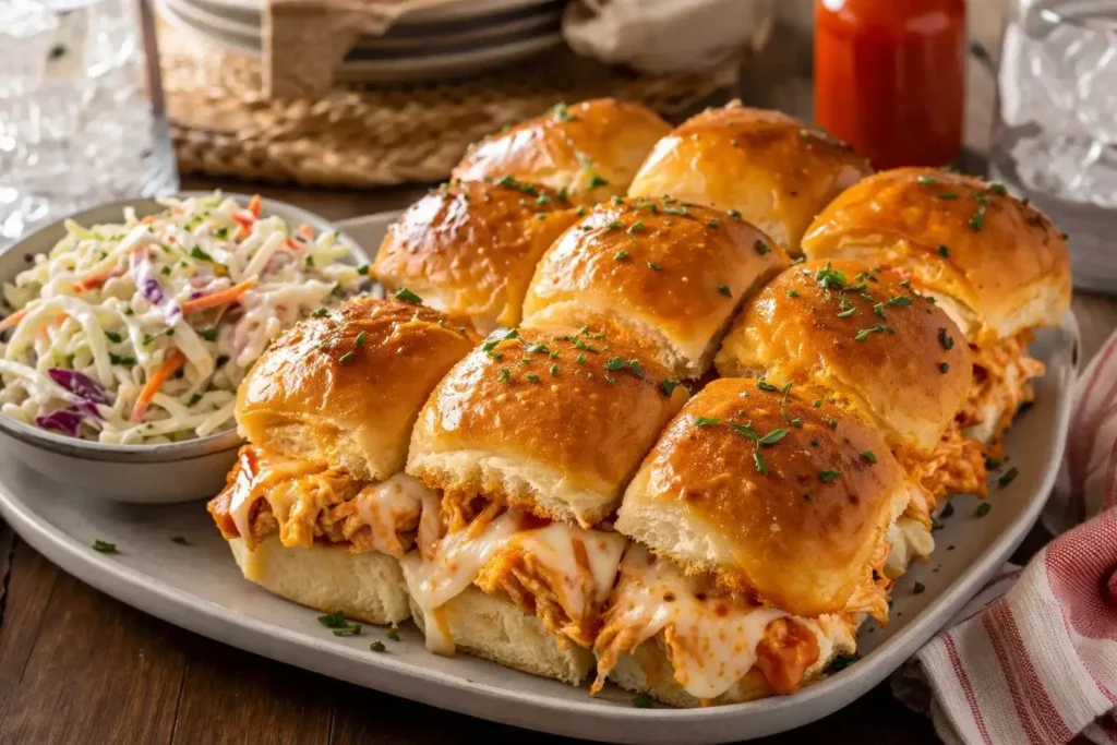 Buffalo Chicken Sliders served warm for dinner