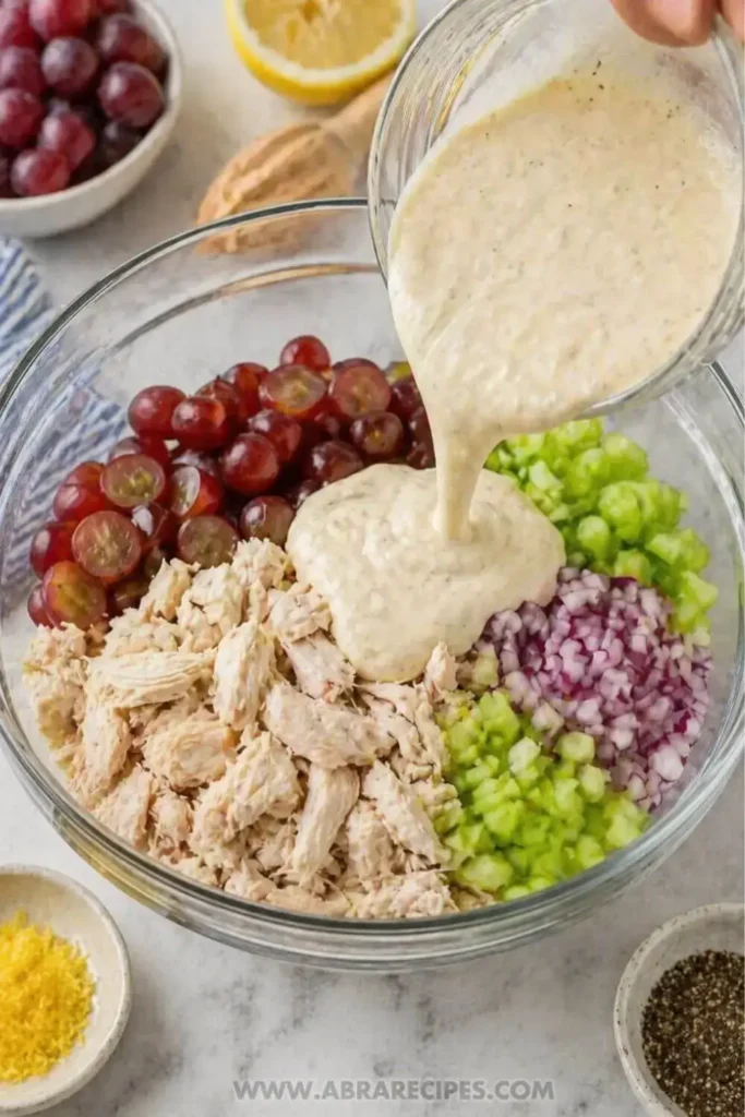 chicken salad with grapes mixing dressing