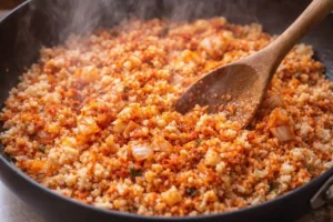 kimchi cauliflower rice cooking