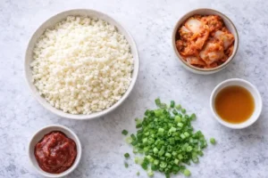 Ingredients for kimchi cauliflower rice