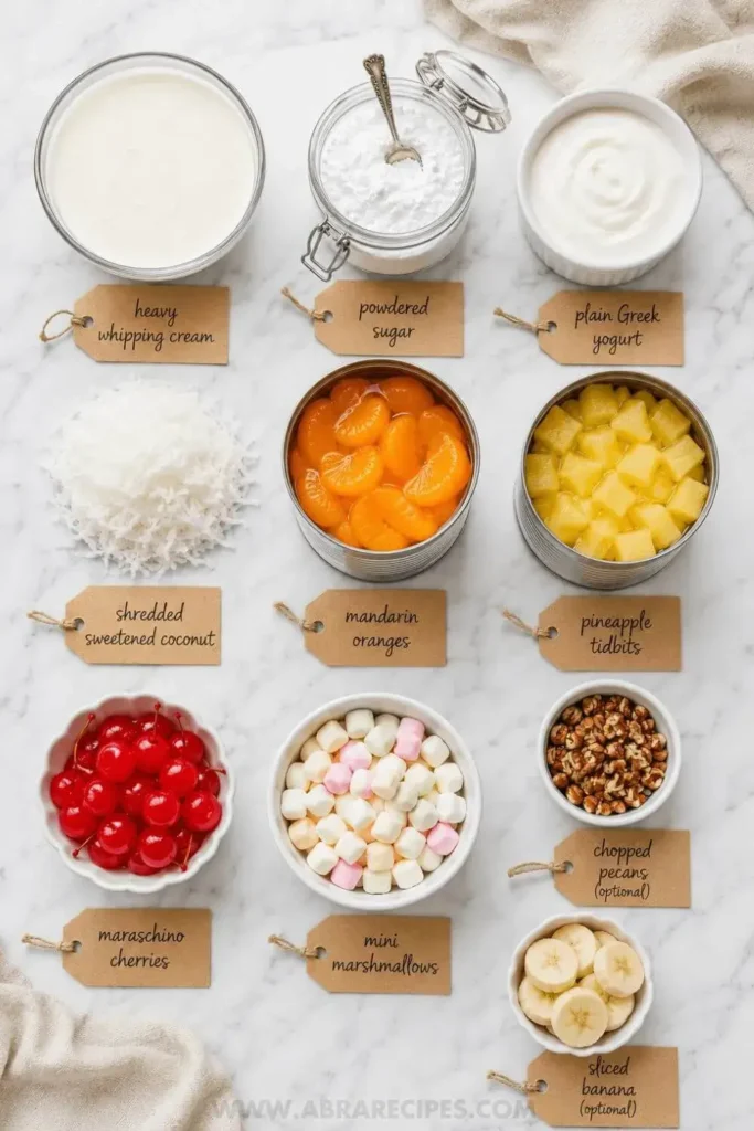 Ingredients for Classic Ambrosia Salad