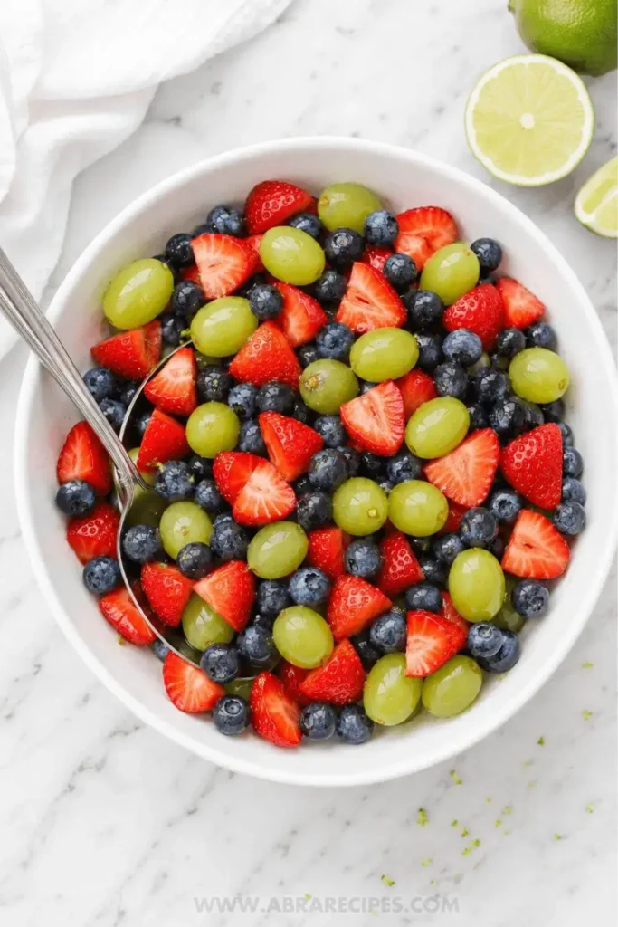 honey lime fruit salad served
