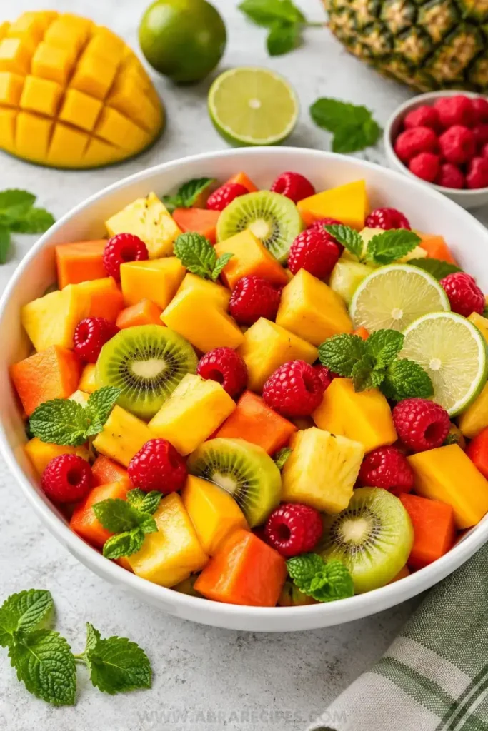 Tropical Fruit Salad with Honey Lime Dressing So Easy