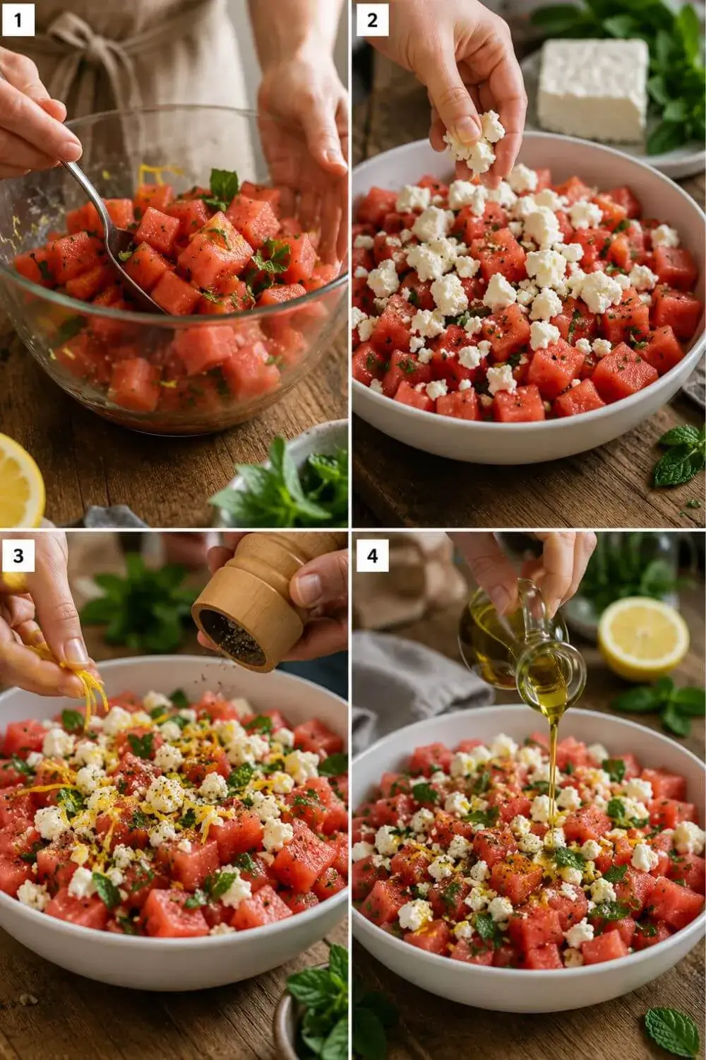 How To Make Watermelon Feta Mint Salad Step-by-Step